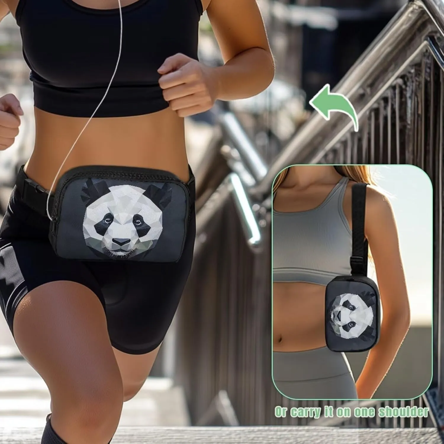 Abstract Panda Fanny Pack Purse Abstract Art Bags for Women Cute Lightweight Waist Bag with Adjustable Strap for Cycling Sports Travel Shopping Birthday Gifts for Women Easter Gifts