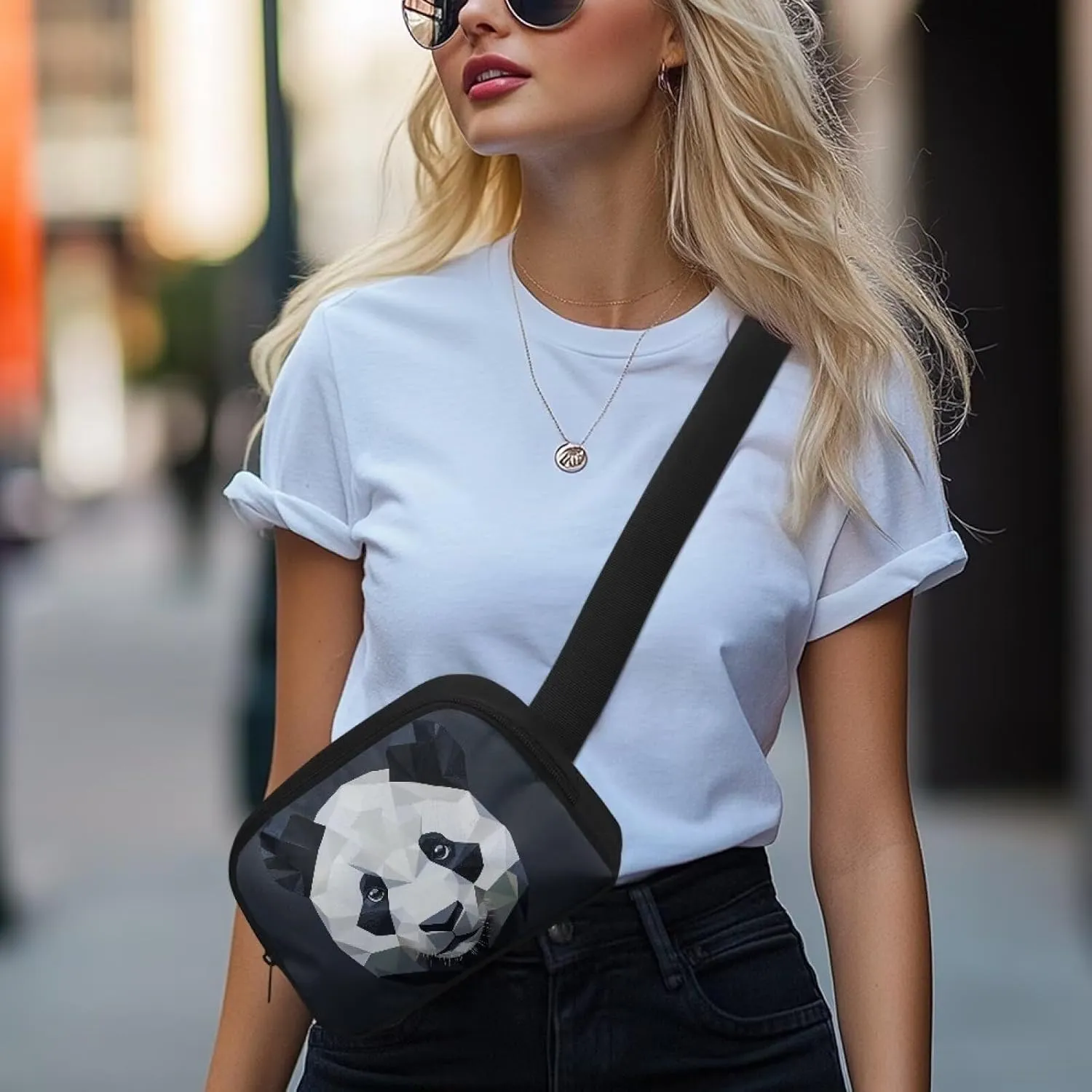 Abstract Panda Fanny Pack Purse Abstract Art Bags for Women Cute Lightweight Waist Bag with Adjustable Strap for Cycling Sports Travel Shopping Birthday Gifts for Women Easter Gifts