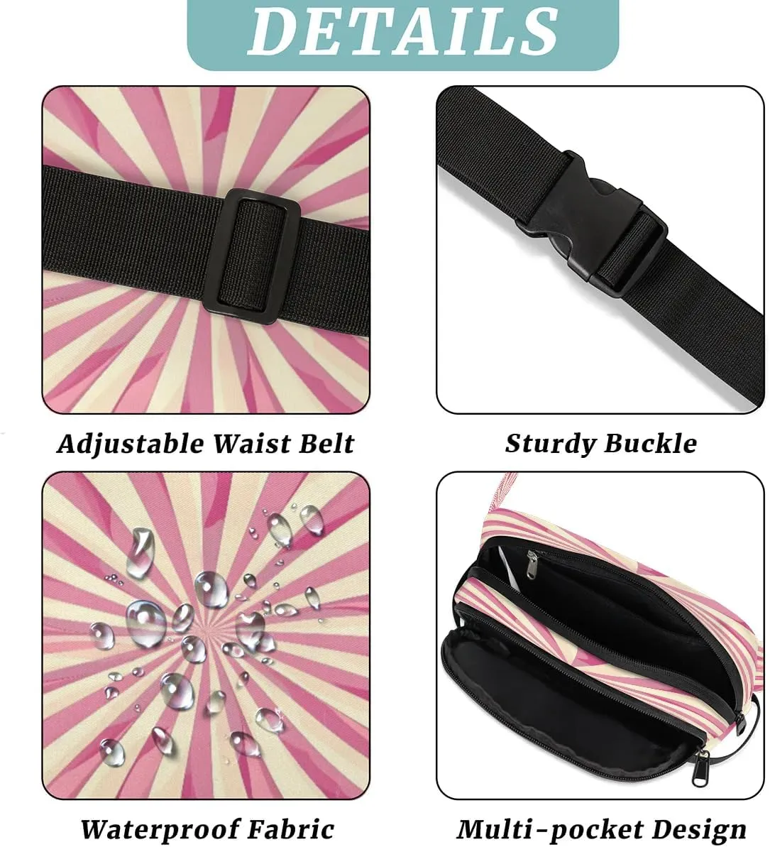 Abstraction Texture Cute Prints Fanny Packs for Women Men Waterproof Waist Bag with Adjustable Strap Belt Bag for Travel Running Hiking