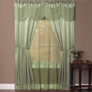 Achim Home Furnishings Halley Window in a Bag, 56-Inch by 63-Inch, Sage, 6 Piece Set