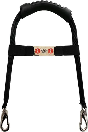 ActiveDogs Service Dog Handle, 12 inch, Solid Core Aluminum, T-Shape or Round or Rectangular, Made in USA, Includes Molded Rubber Grip & Adjustable Chrome ID Band