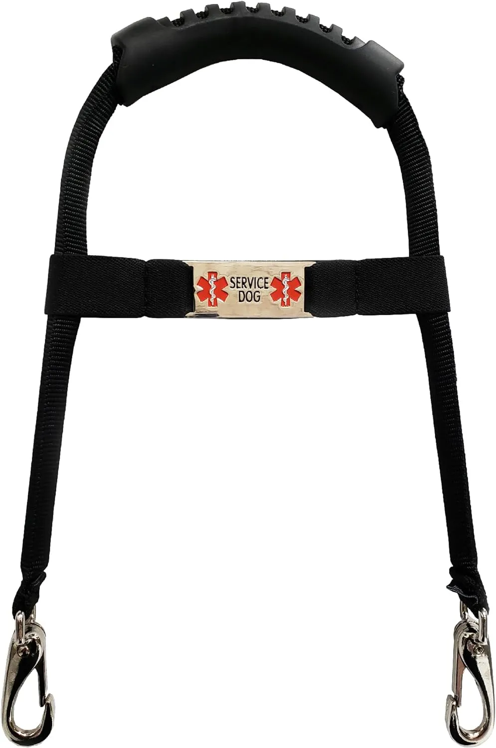 ActiveDogs Service Dog Handle, 12 inch, Solid Core Aluminum, T-Shape or Round or Rectangular, Made in USA, Includes Molded Rubber Grip & Adjustable Chrome ID Band
