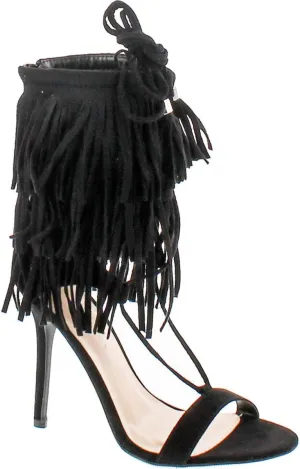 Adele-221 Open Toe Layered Fringe Corset Tassel Lace Up Stiletto Heels,Black IMSU,5
