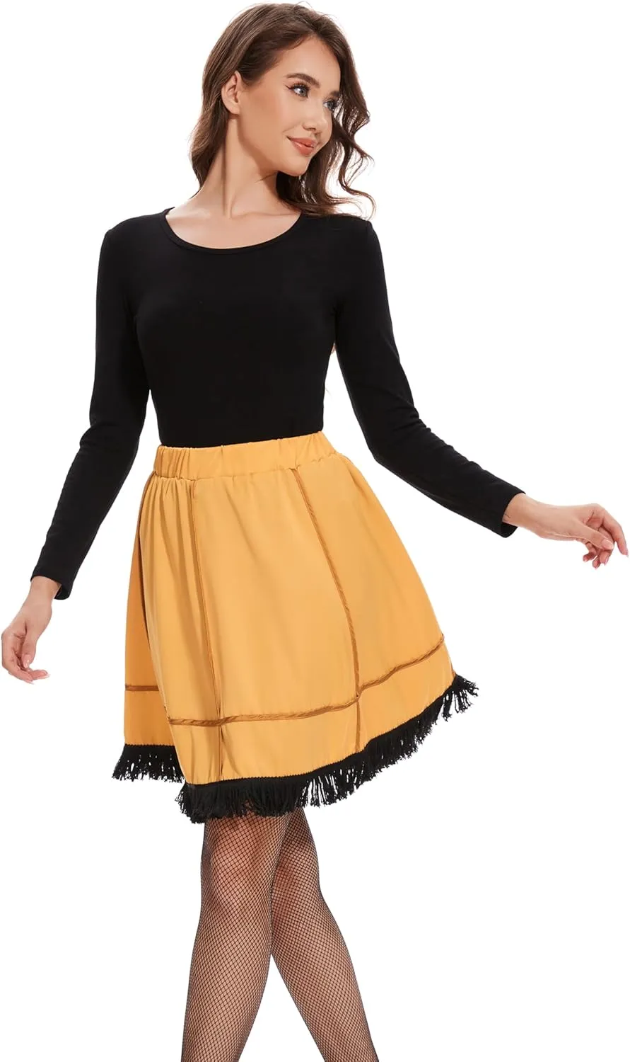 Adult Women Yellow Leg Style Lamp Skirt Sock Costume Christmas Halloween Cosplay