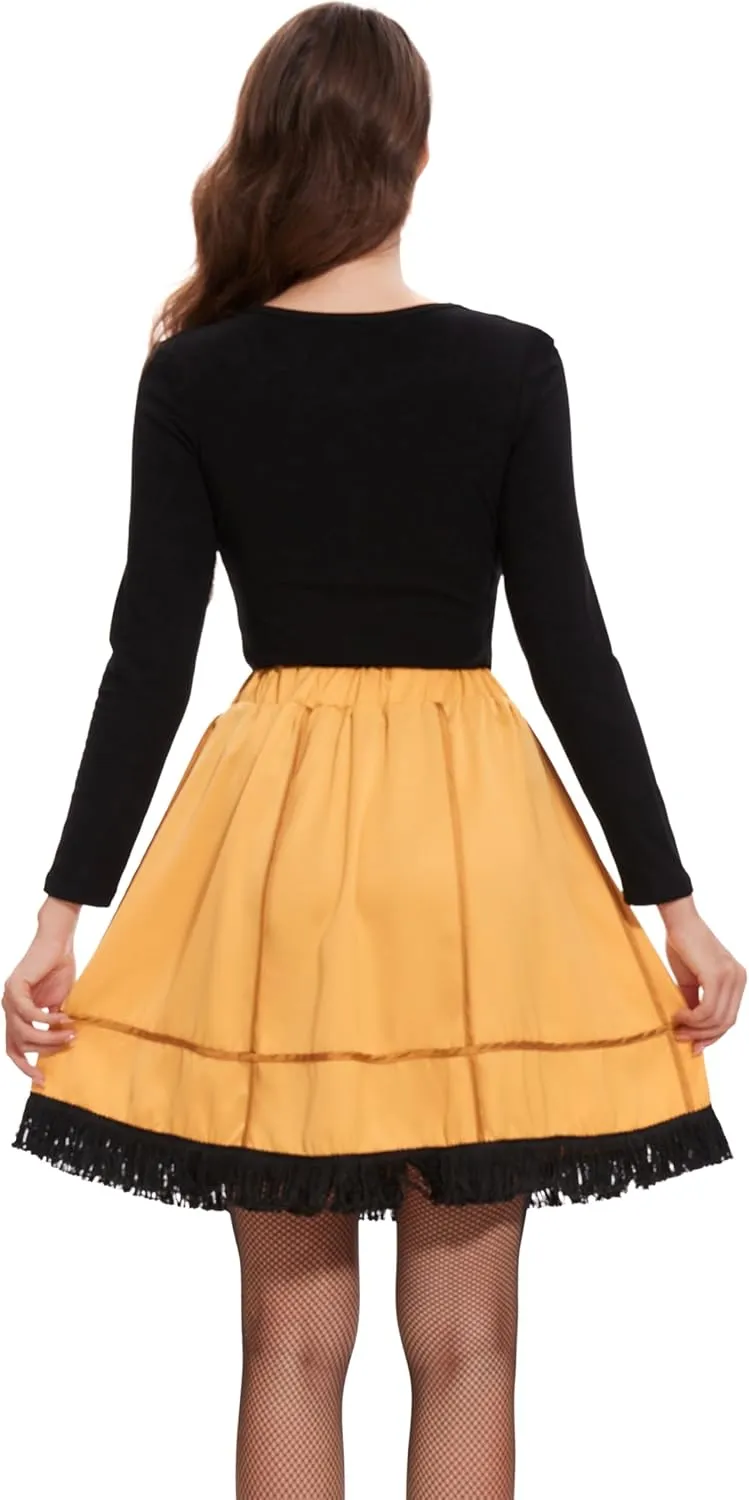Adult Women Yellow Leg Style Lamp Skirt Sock Costume Christmas Halloween Cosplay