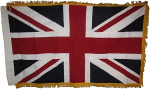 AES 3x5 Embroidered UK United Kingdom British Sleeve Fringe 100% Cotton Flag 3'x5' House Banner Double Stitched Fade Resistant Premium Quality