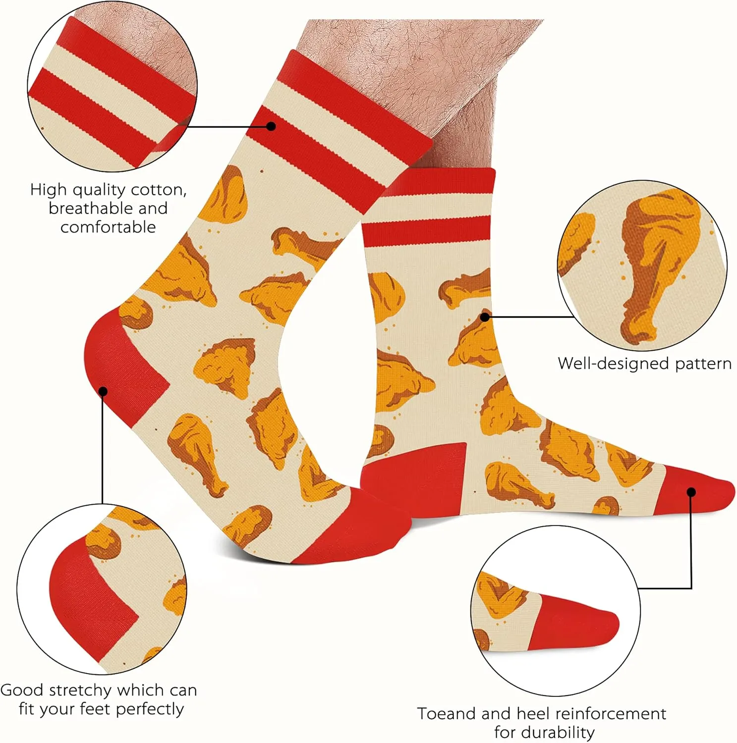 AGRIMONY Funny Socks for Men Women Teens-3D Printed Mens Fun Novelty Cute Dress Socks Food Socks Gifts