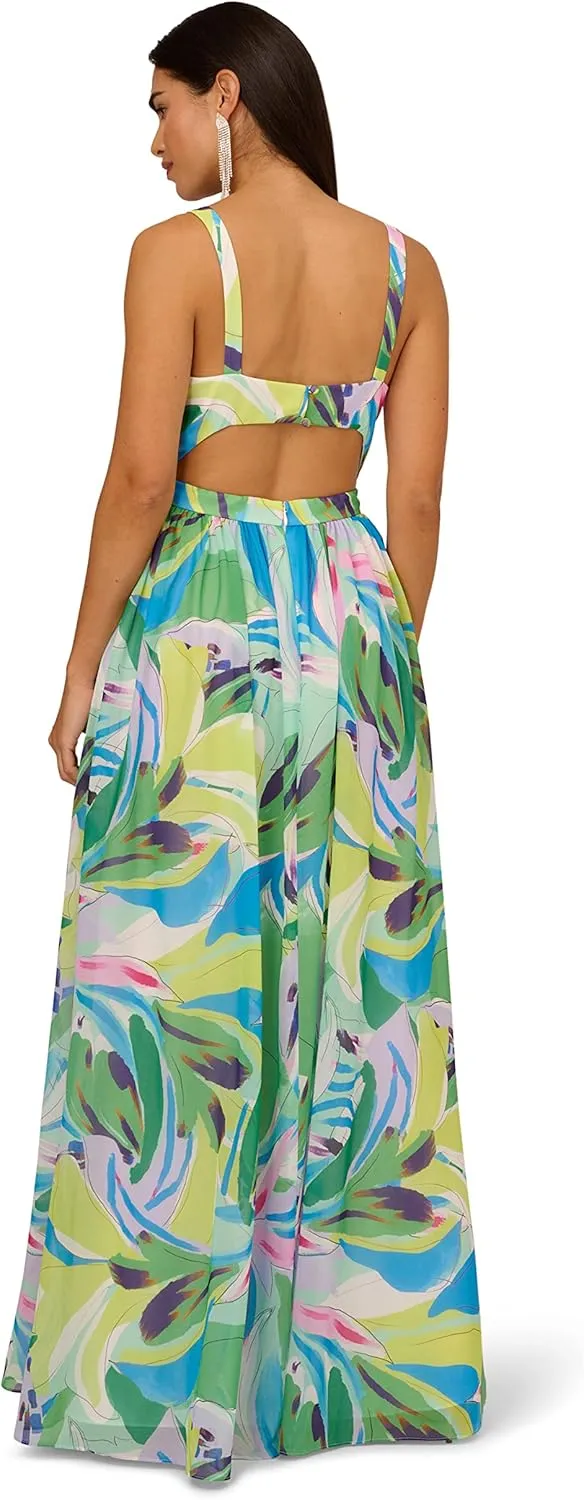 Aidan Mattox Women's Printed Chiffon Maxi Dress