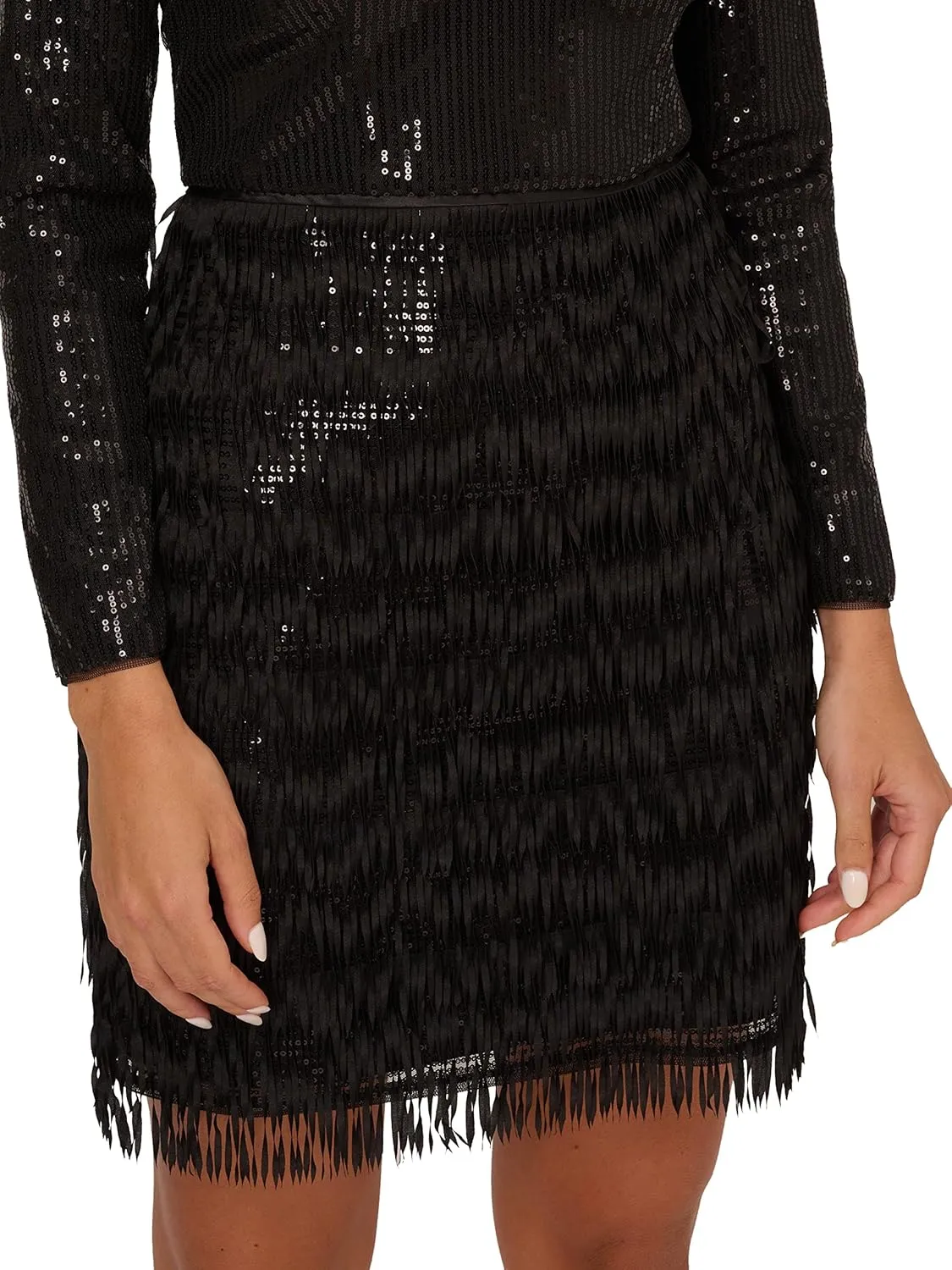 Aidan Mattox Women's Sequin Fringe Cocktail Dress