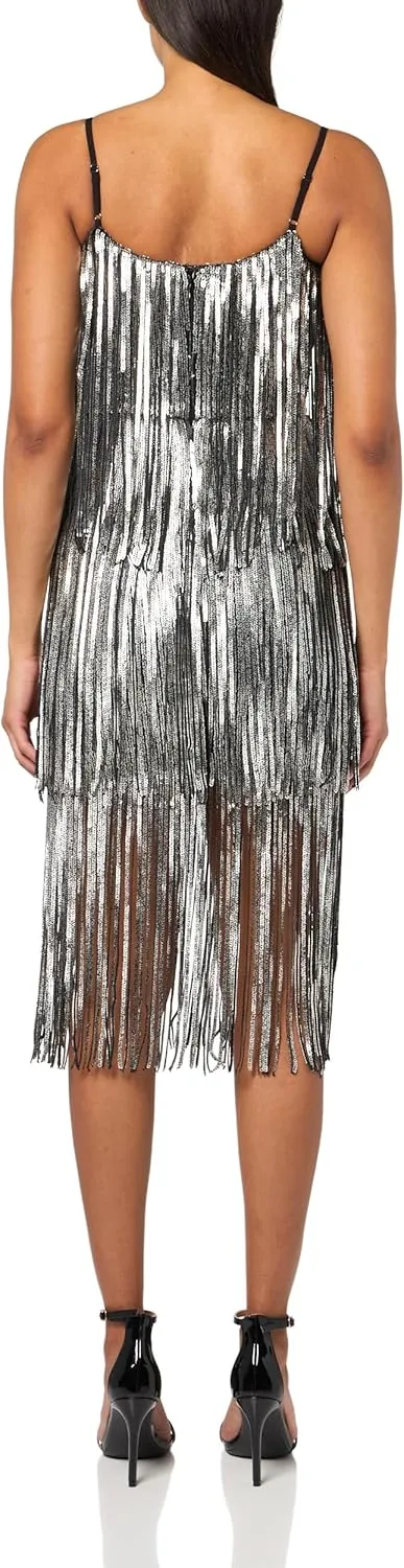 Aidan Mattox Women's Sleeveless Beaded Dress with Fringe