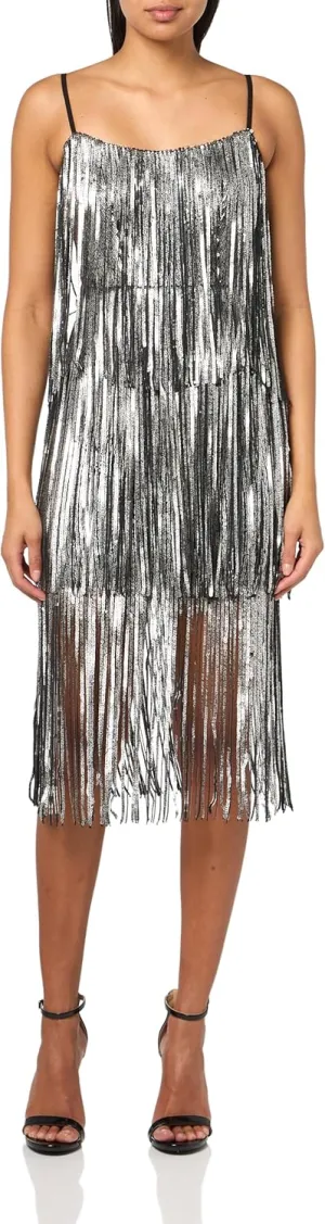 Aidan Mattox Women's Sleeveless Beaded Dress with Fringe