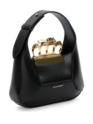 ALEXANDER MCQUEEN Mini Leather Ring with Swarovski Crystal Skull Charm