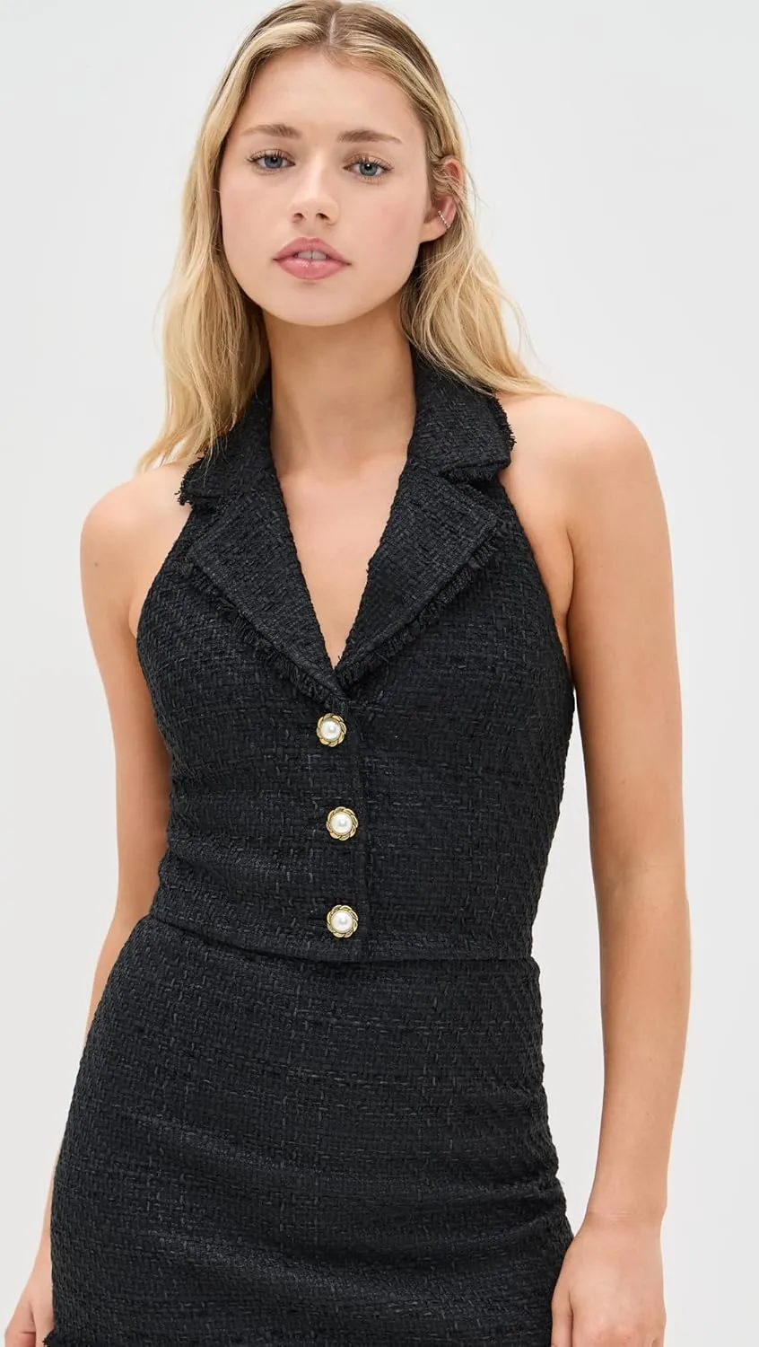 alice   olivia Women's Meri Cropped Halter Blazer Top
