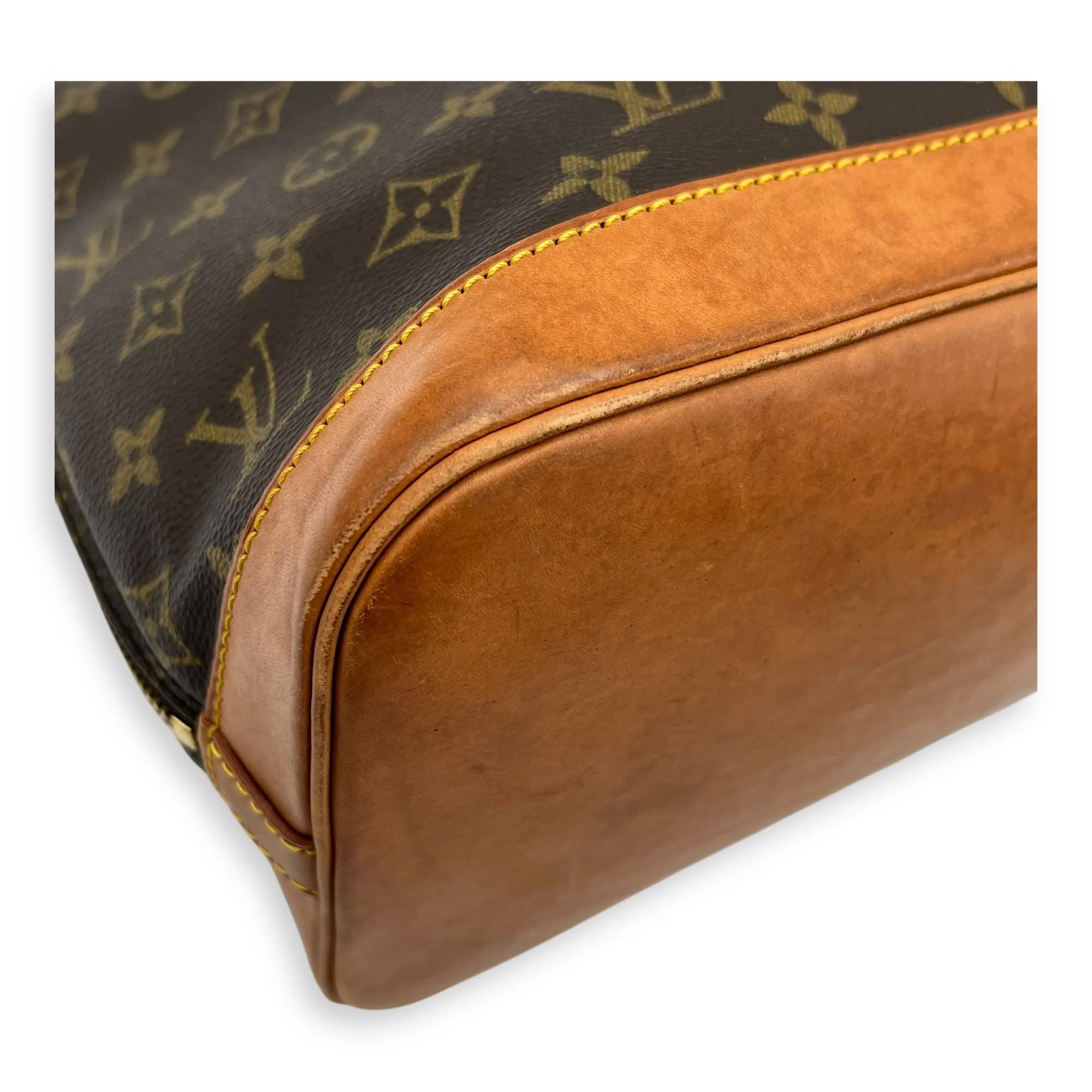 Alma Top Handle Bag PM Brown in Monogram Coated Canvas, Gold hardware