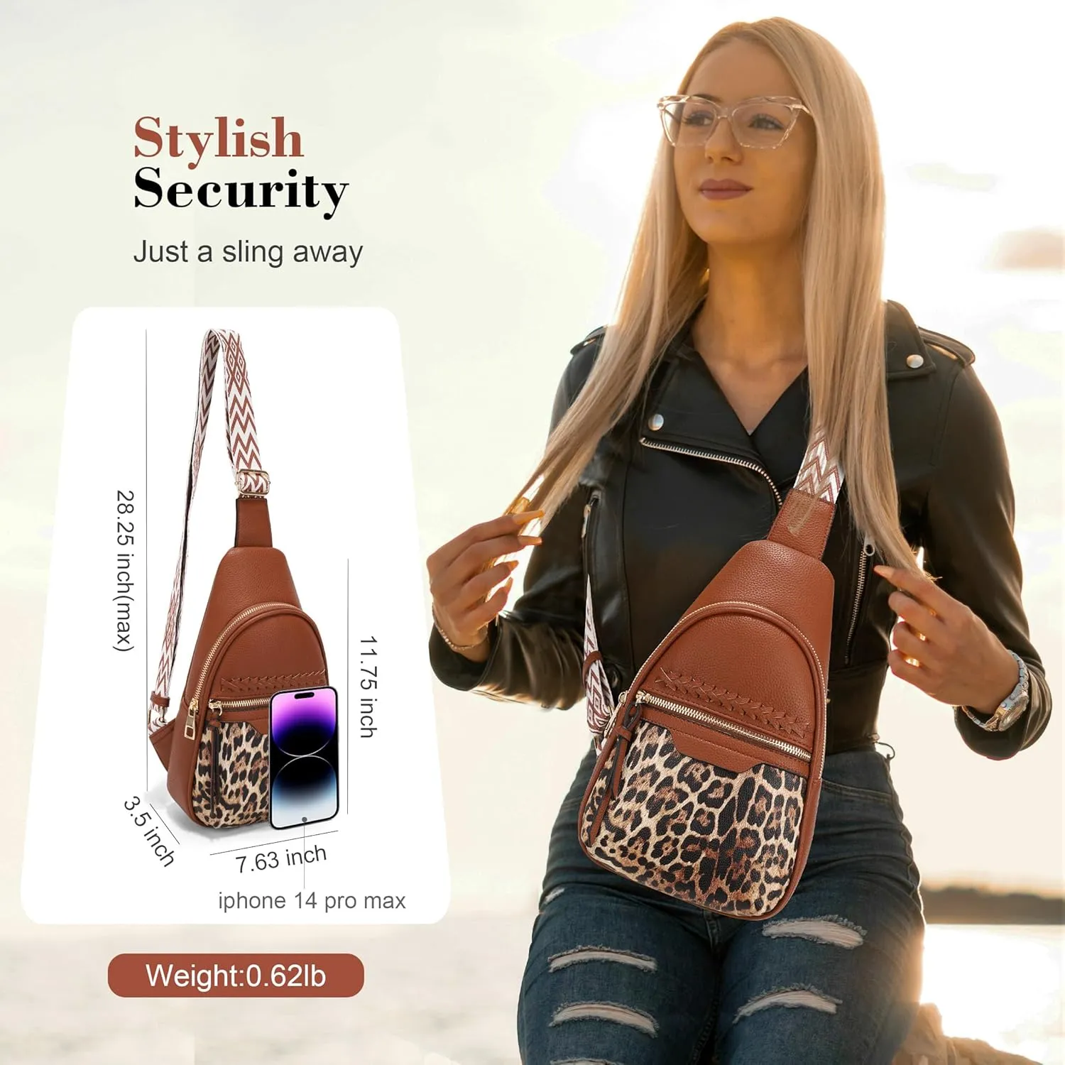 ALYSSA Large Sling Bag for Women Faux Leather Cross Body Purses 7L Crossbody Bags for Women