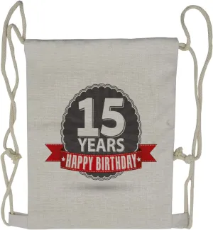 Ambesonne 15th Birthday Drawstring Backpack, 15 Emblem, Sackpack Bag