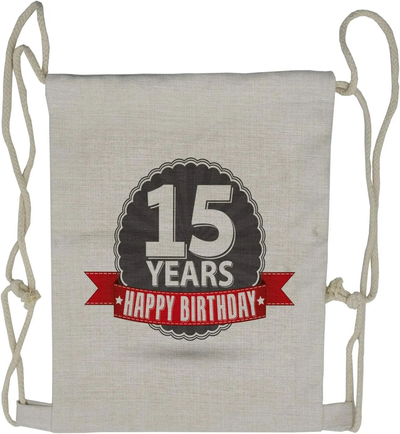 Ambesonne 15th Birthday Drawstring Backpack, 15 Emblem, Sackpack Bag