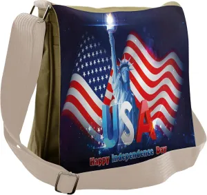Ambesonne 4th of July Messenger Bag, Justice and Liberty, Unisex Cross-body