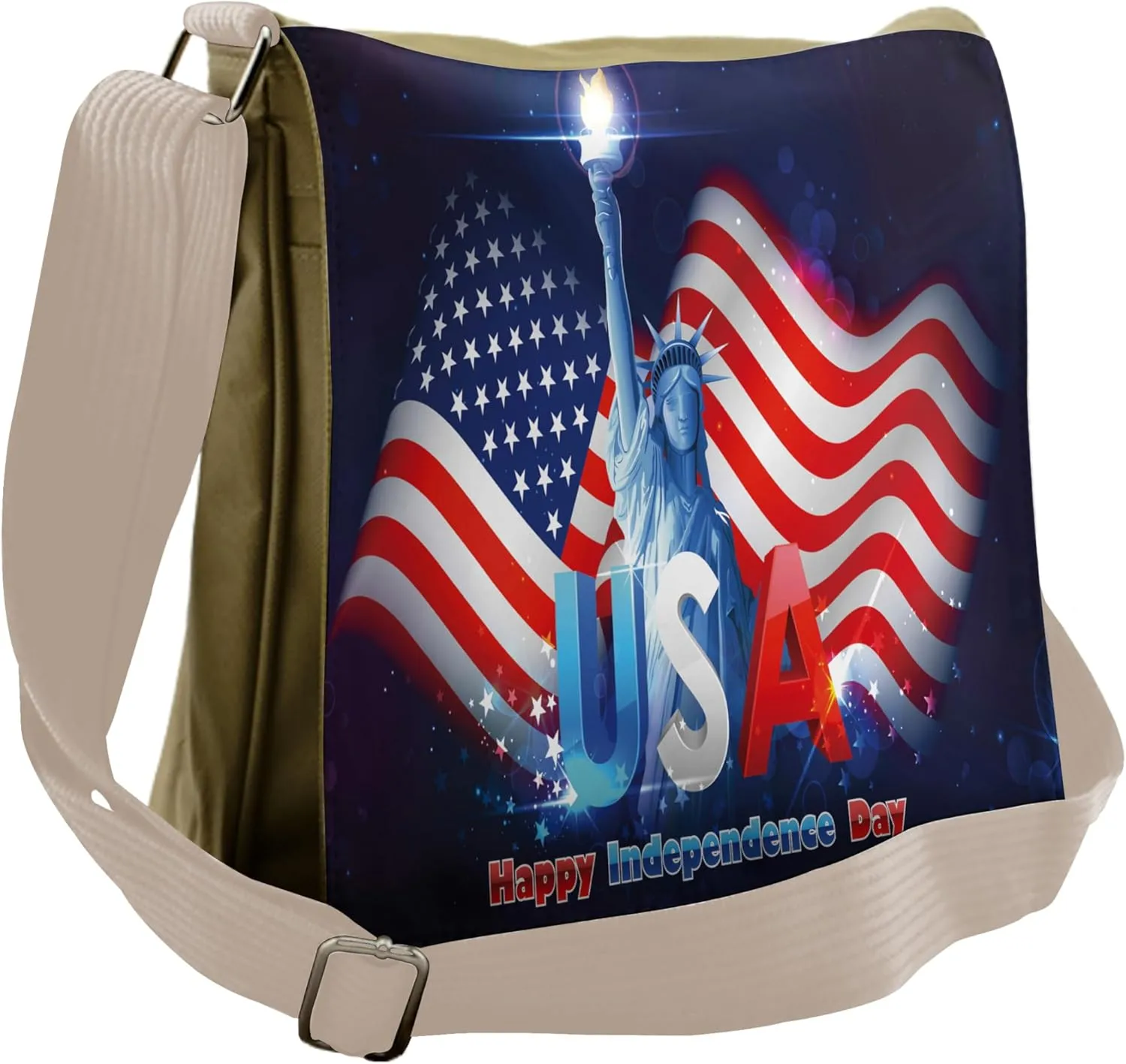 Ambesonne 4th of July Messenger Bag, Justice and Liberty, Unisex Cross-body