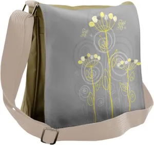Ambesonne Abstract Messenger Bag, Nature Beauty Flower Twigs, Unisex Cross-body