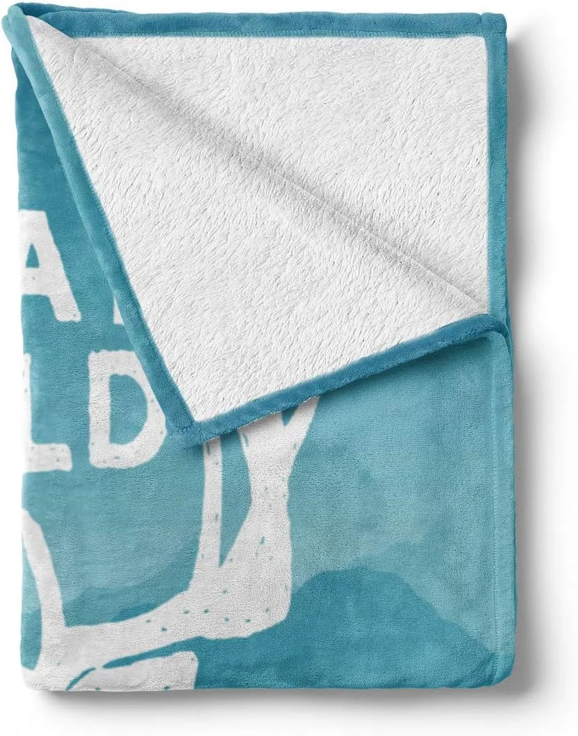 Ambesonne Adventure Throw Blanket, Wilderness Themed Stay Wild Words Scenic Mountain Backdrop Forest, Flannel Fleece Accent Piece Soft Couch Cover for Adults, 60" x 80", Pale Blue Dark Blue