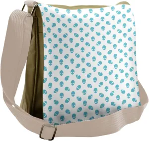Ambesonne Alien Messenger Bag, Space Visitors Portrait, Unisex Cross-body