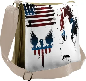 Ambesonne American Flag Messenger Bag, Eagle and Stripe, Unisex Cross-body