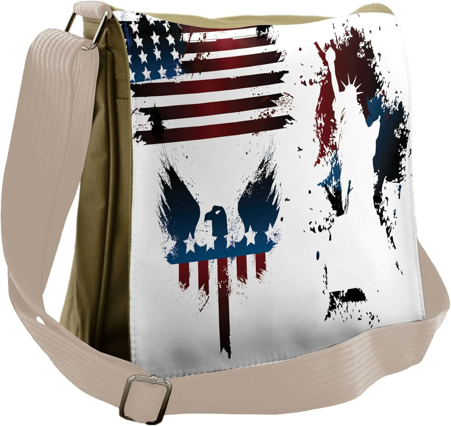 Ambesonne American Flag Messenger Bag, Eagle and Stripe, Unisex Cross-body