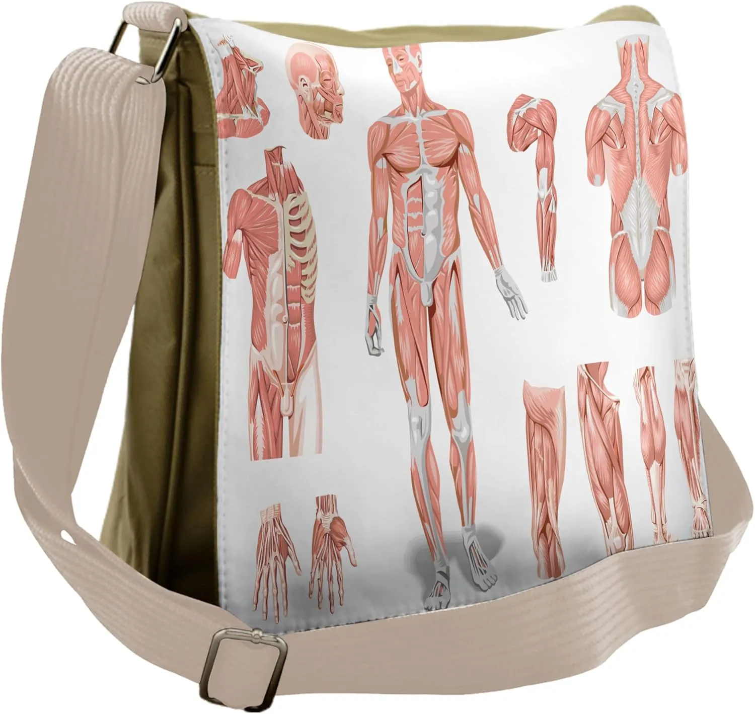 Ambesonne Anatomy Messenger Bag, Biology Human Body Print, Unisex Cross-body