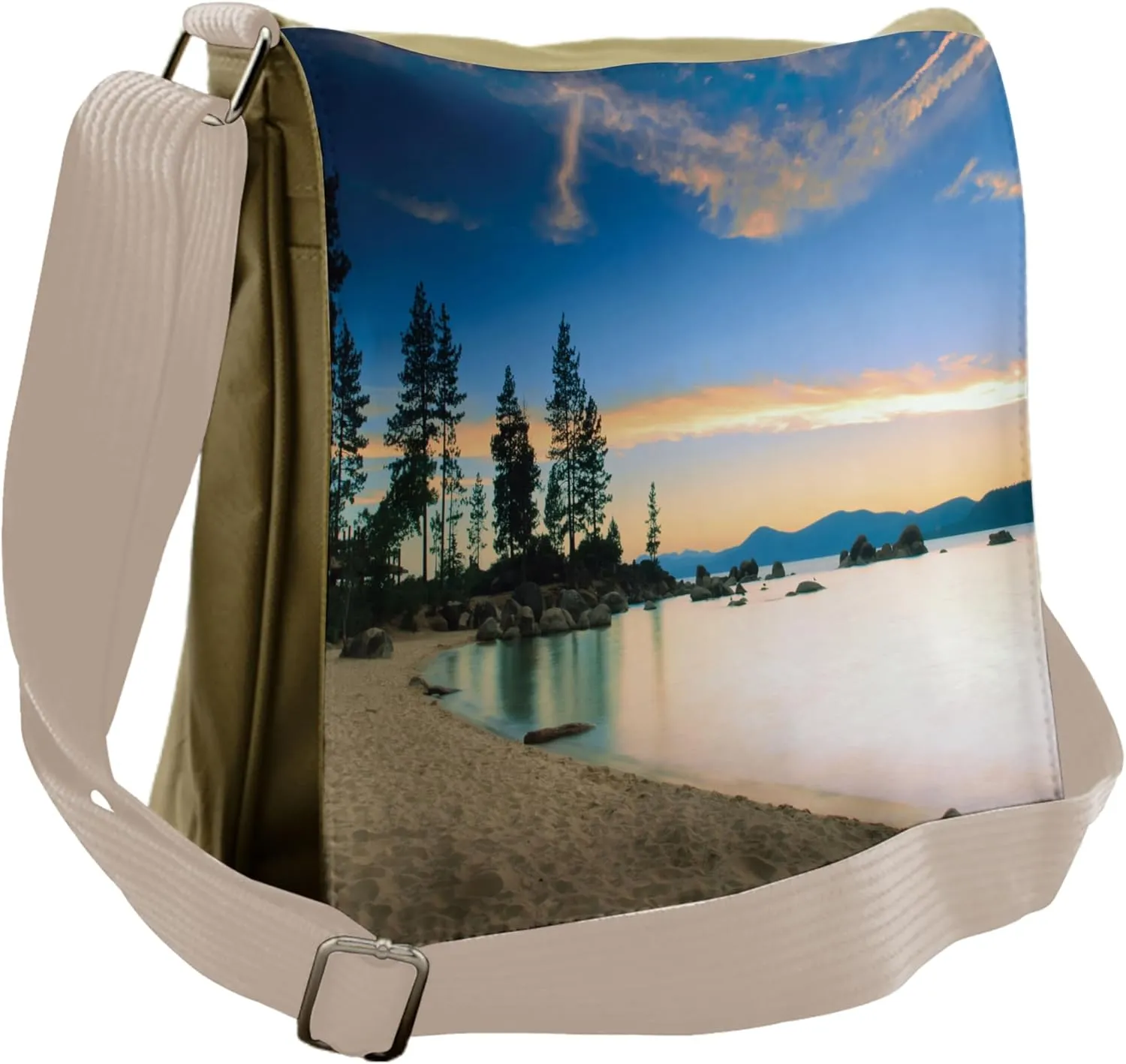 Ambesonne Beach Messenger Bag, Peaceful Paradise Trees, Unisex Cross-body