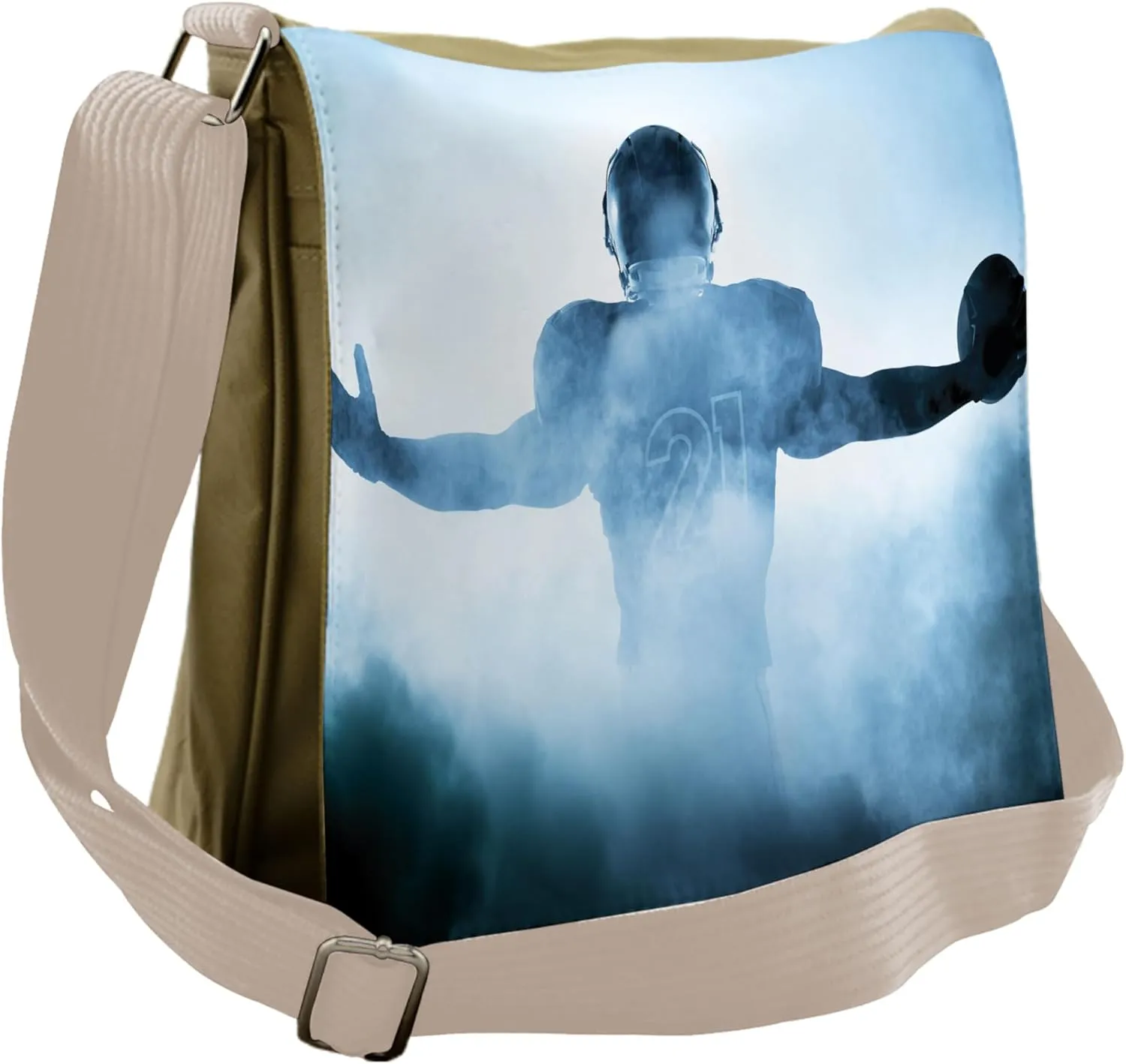 Ambesonne Blue Messenger Bag, American Football Hero, Unisex Cross-body