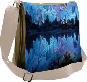Ambesonne Blue Messenger Bag, Reed Cistern Cave, Unisex Cross-body