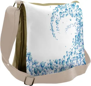 Ambesonne Blue Messenger Bag, Water Droplets Bubbles, Unisex Cross-body
