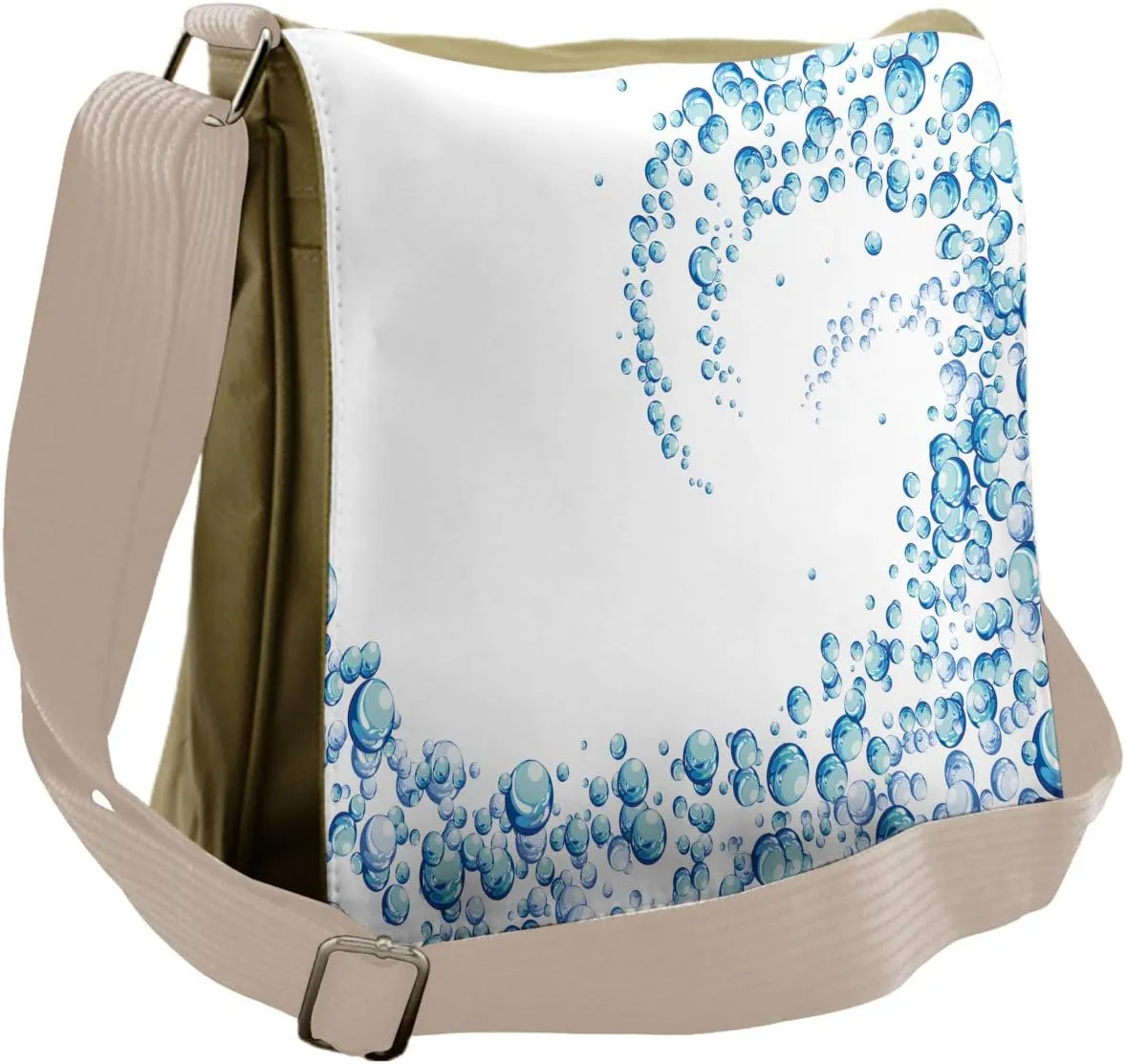 Ambesonne Blue Messenger Bag, Water Droplets Bubbles, Unisex Cross-body