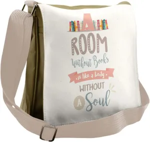 Ambesonne Book Messenger Bag, Book Shelf and a Words, Unisex Cross-body