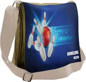 Ambesonne Bowling Messenger Bag, Strike Red Ball Pins, Unisex Cross-body