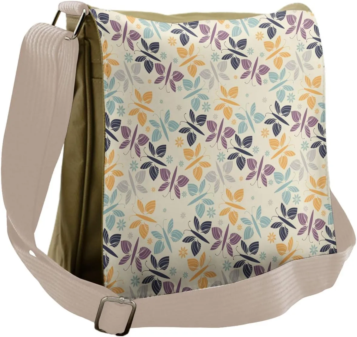 Ambesonne Butterfly Messenger Bag, Abstract Springtime, Unisex Cross-body