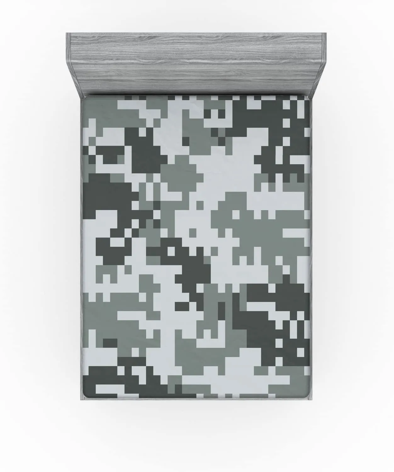 Ambesonne Camo Fitted Sheet, Digital Pixel Effect Modern Design Conceptual Commando Inspired Grey Toned, Soft Decorative Fabric Bedding All-Round Elastic Pocket, Queen Size, Pale Grey