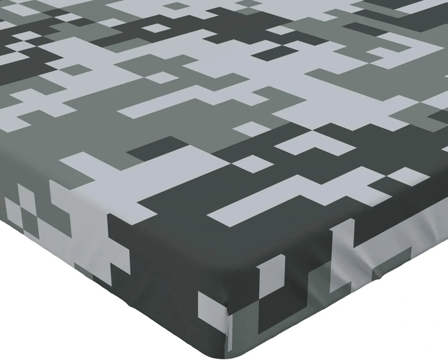 Ambesonne Camo Fitted Sheet, Digital Pixel Effect Modern Design Conceptual Commando Inspired Grey Toned, Soft Decorative Fabric Bedding All-Round Elastic Pocket, Queen Size, Pale Grey