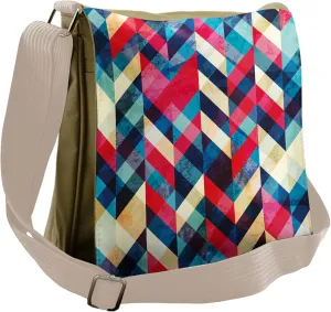 Ambesonne Chevron Messenger Bag, Downward Parallel Lines, Unisex Cross-body