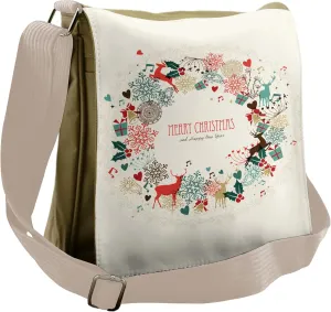 Ambesonne Christmas Messenger Bag, Vintage Garland, Unisex Cross-body