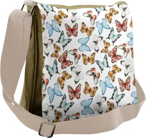 Ambesonne Colorful Messenger Bag, Bohemian Butterflies, Unisex Cross-body