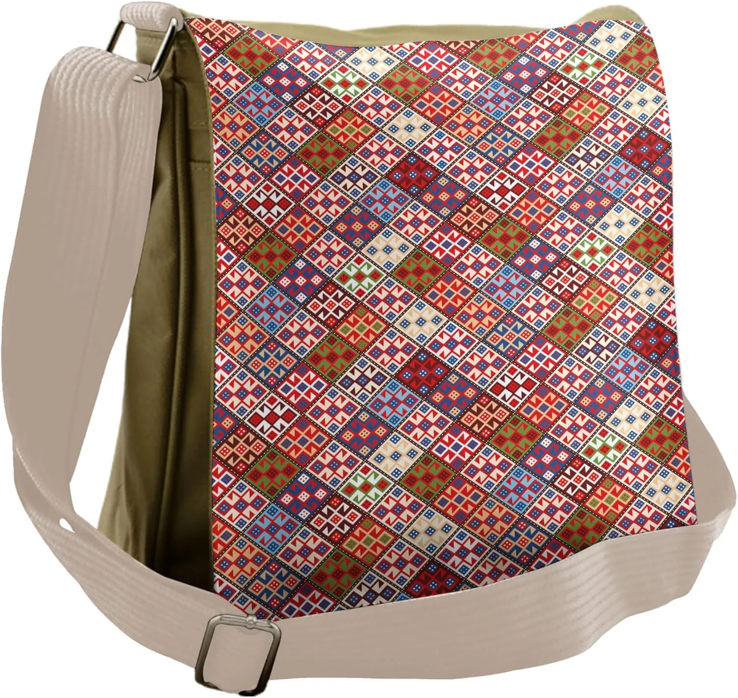 Ambesonne Colorful Messenger Bag, Nomadic Rug Tribal, Unisex Cross-body