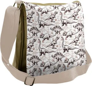 Ambesonne Dinosaur Messenger Bag, Reptiles Footprints, Unisex Cross-body