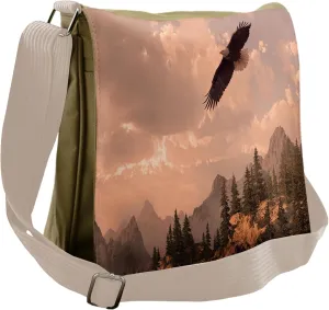 Ambesonne Eagle Messenger Bag, Nature Rocky Mountains, Unisex Cross-body