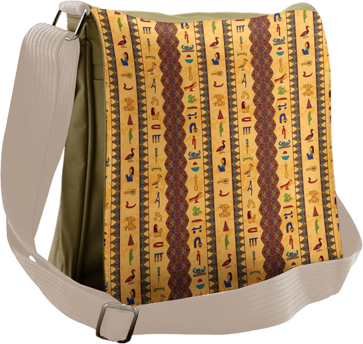 Ambesonne Egyptian Messenger Bag, Hieroglyphs, Unisex Cross-body