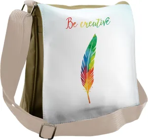 Ambesonne Feather Messenger Bag, Rainbow Quill Creative, Unisex Cross-body