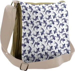 Ambesonne Fishes Messenger Bag, Japanese Carp Sketch, Unisex Cross-body