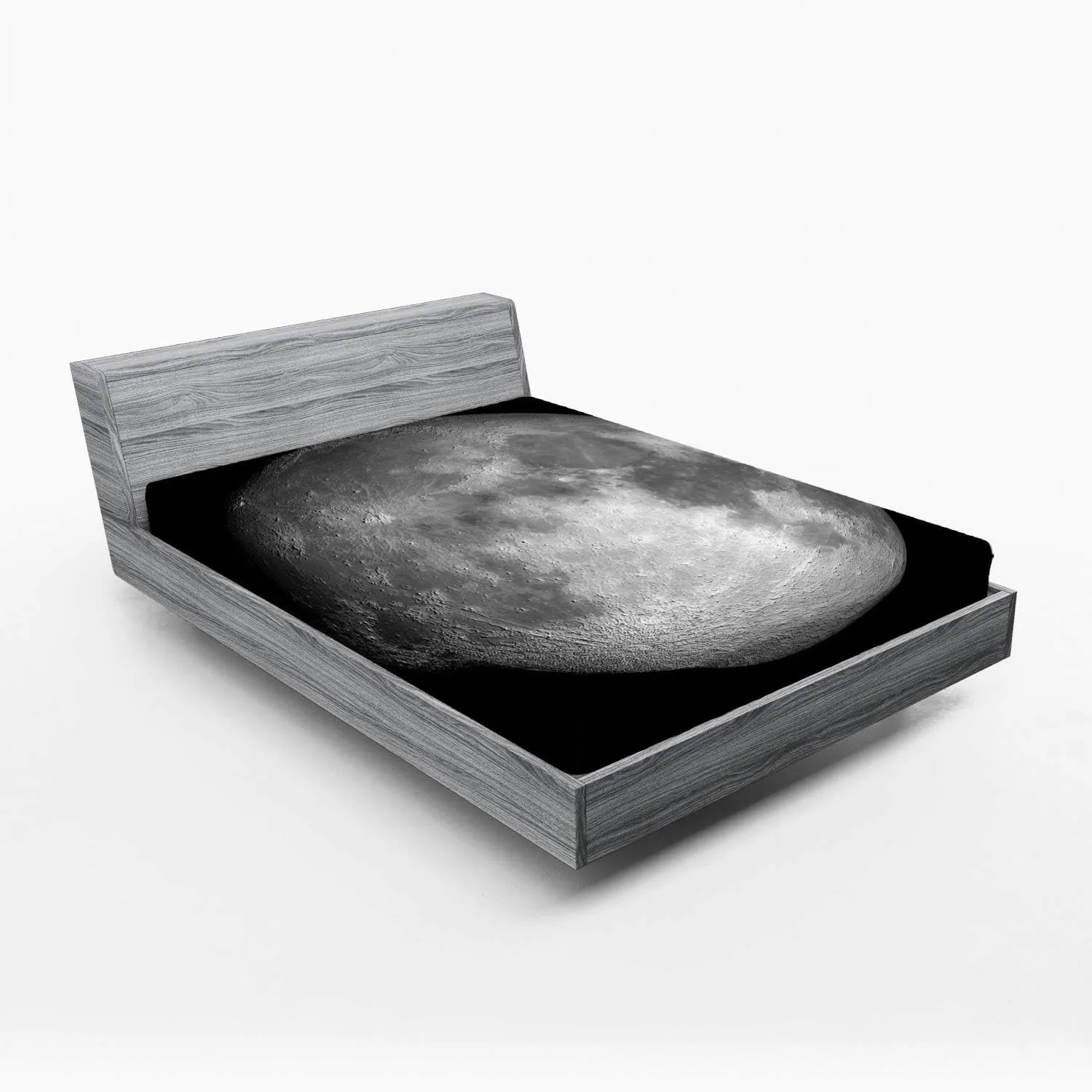 Ambesonne Galaxy Fitted Sheet, Moon Graphic Image Trippy Rock Detailed Surface Planet Astronomy Outer Space Print, Bed Cover with All-Round Elastic Deep Pocket for Comfort, King Size, Dimgray