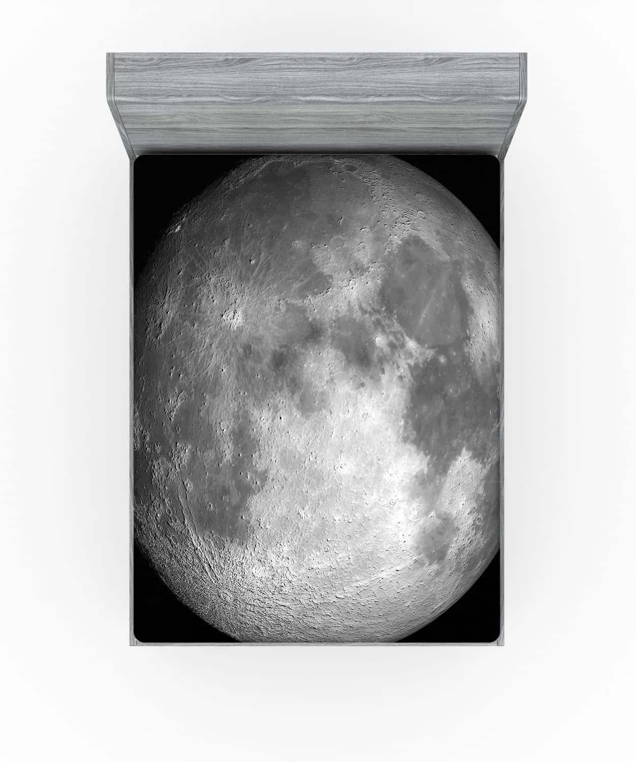 Ambesonne Galaxy Fitted Sheet, Moon Graphic Image Trippy Rock Detailed Surface Planet Astronomy Outer Space Print, Bed Cover with All-Round Elastic Deep Pocket for Comfort, King Size, Dimgray